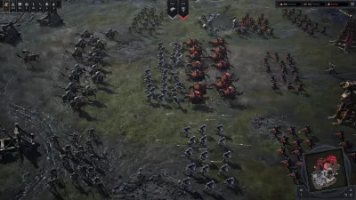 Massed infantry formations facing each other across a field in War for Westeros